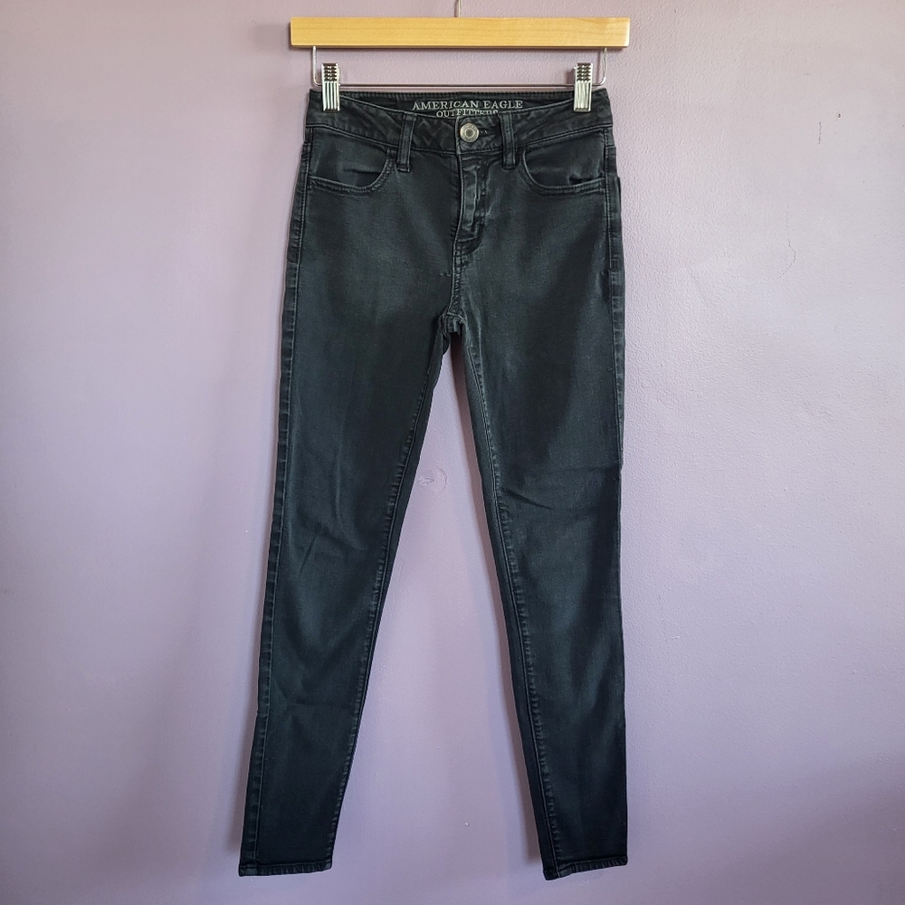 American Eagle Washed Black Super Stretch Hi-Rise Jegging Skinny Jeans